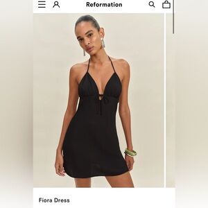 Reformation Fiora Black Halter Mini Dress NWT